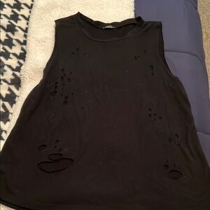 Rue 21 Black Sleeveless Distressed Top